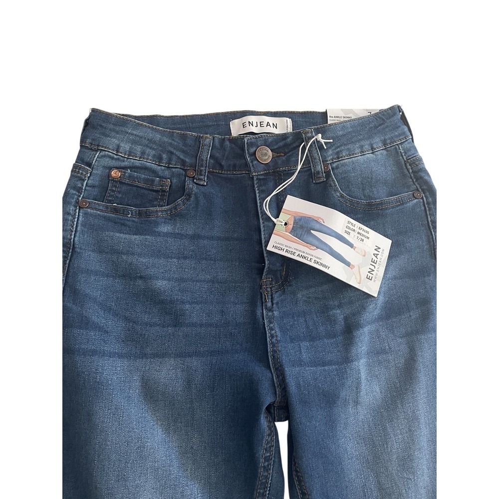 Enjean Ladies Ankle Skinny Jeans Sz 7/28 X 26 High Rise Stretch NWT
